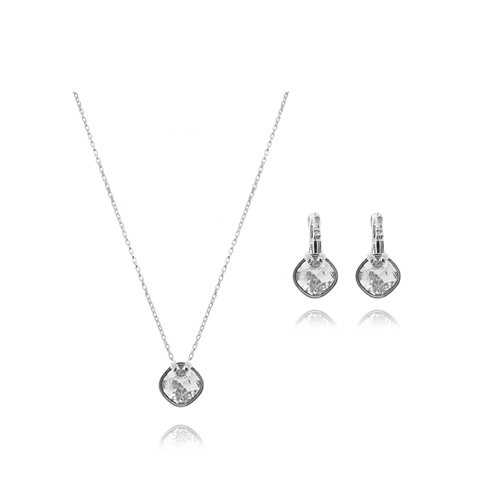 Clear Crystal Earrings/Necklace Set
