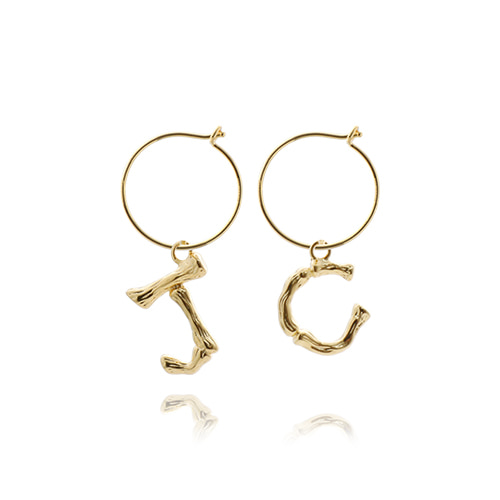 [92.5 Silver] Gold Initials Drop Earrings/골드 이니셜 드롭 귀걸이