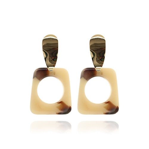 Beige Square Formica Drop Earrings