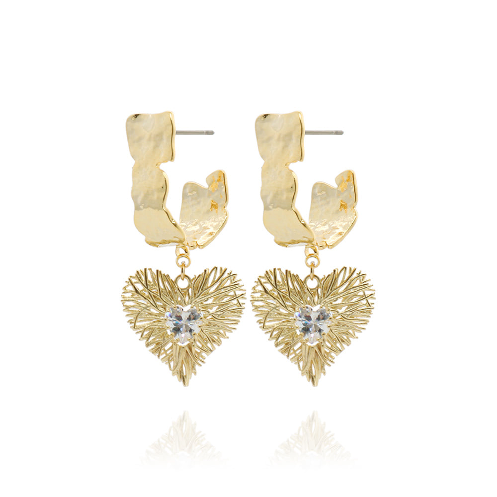 Gold Branch Heart Earrings
