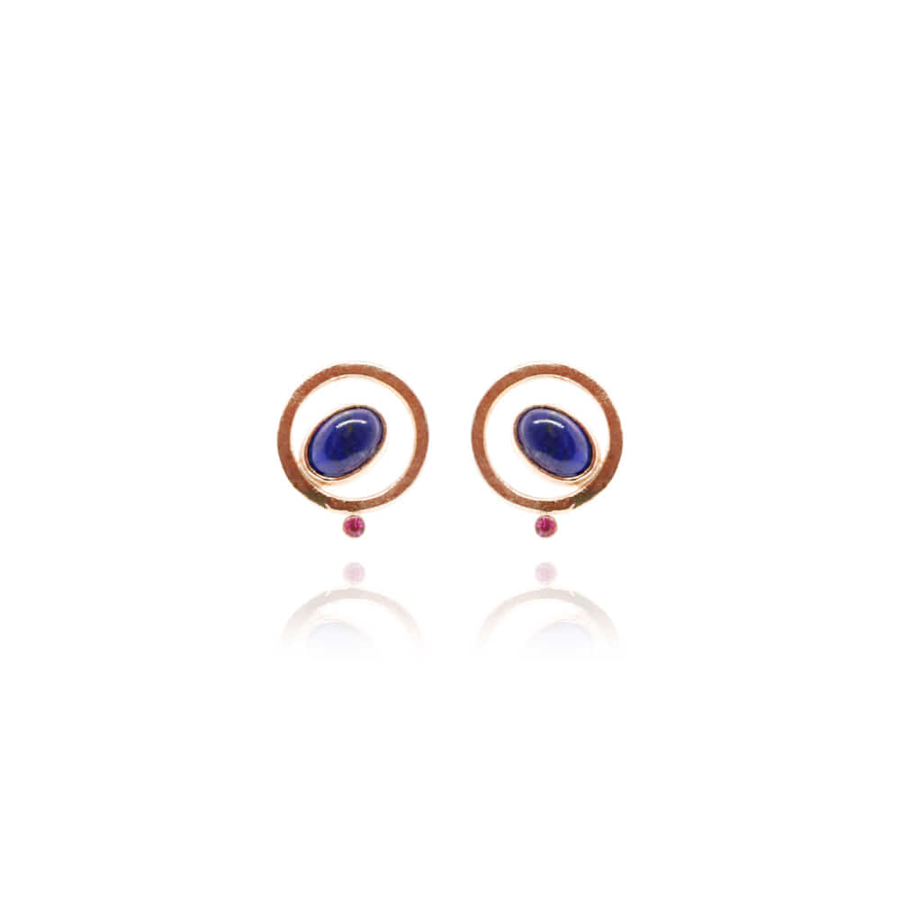 Gemstone Circle Post Earrings[Lapis Lazuli/92.5 Silver]/젬스톤 써클 포스트 귀걸이[라피스 라쥴리]