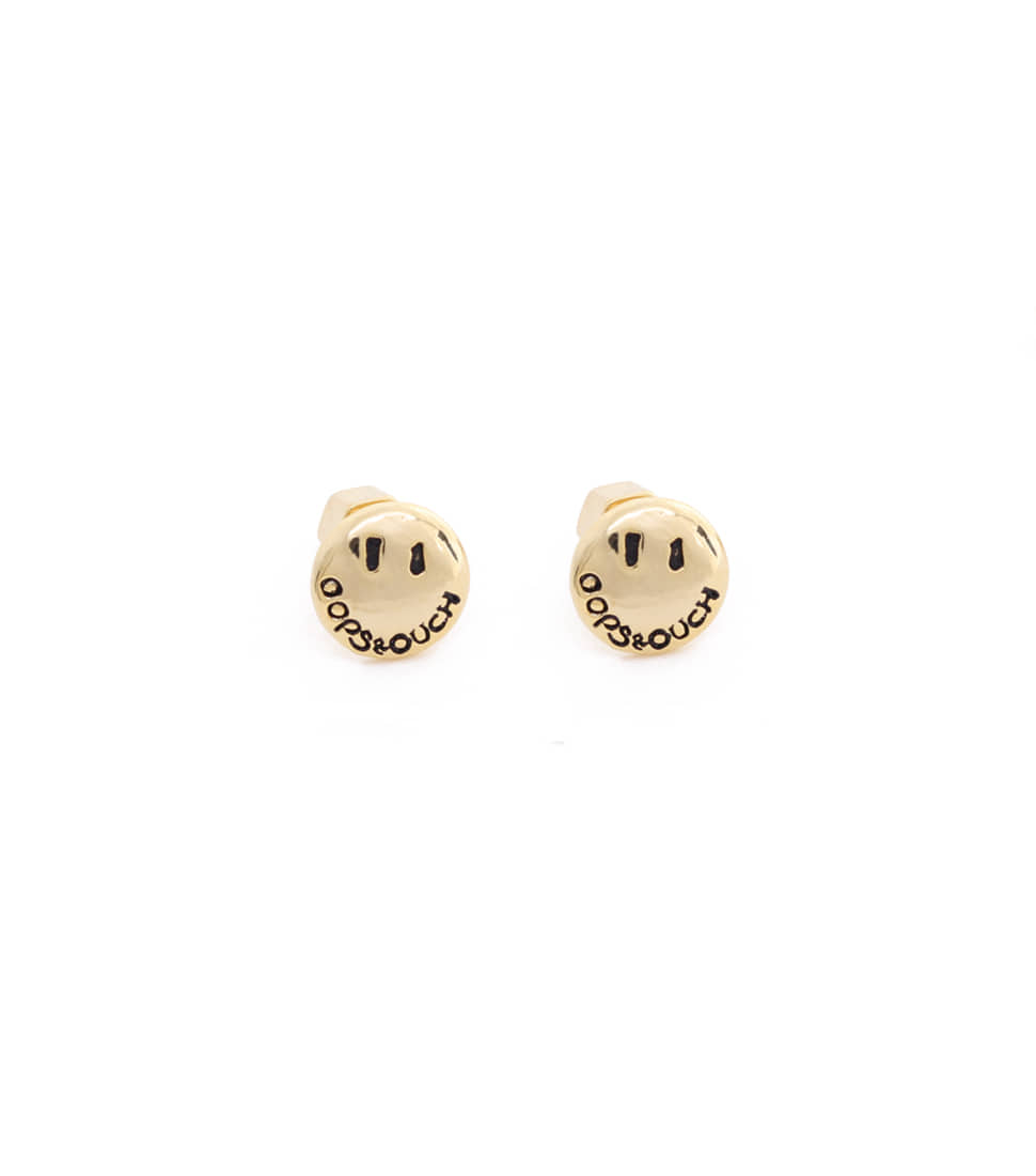 OOPS&amp;OUCH Smiley Stud Earrings in Gold
