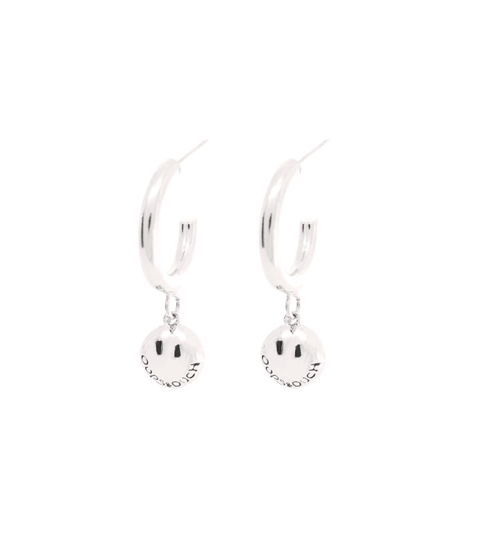 OOPS&amp;OUCH Small Smiley Drop Earrings in Silver