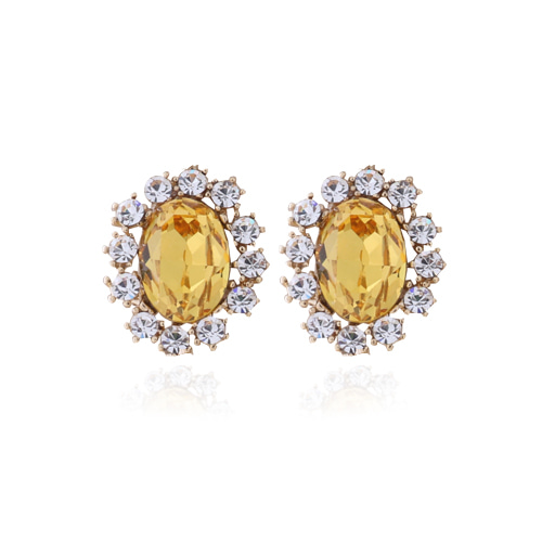 Yellow Crystal Post Earrings