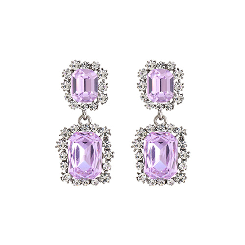 Violet Crystal Drop Earrings