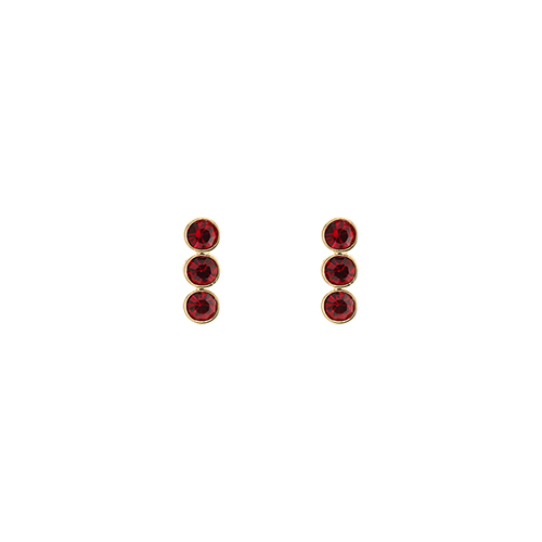 Triple Red Stone Post Earrings