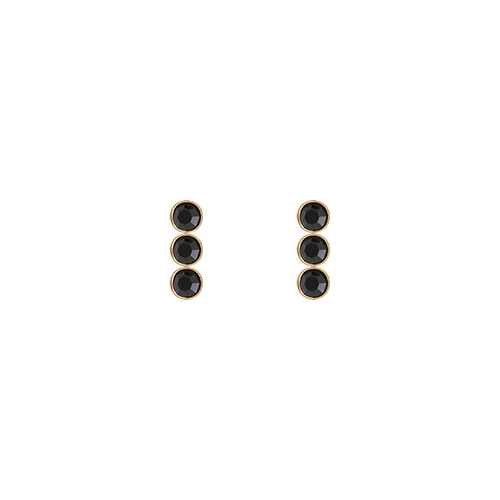 Triple Black Stone Post Earrings