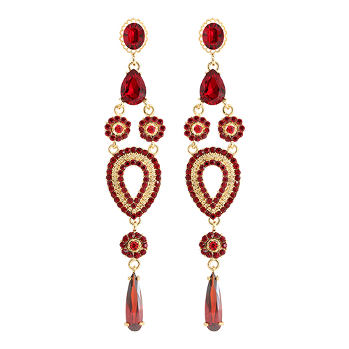 Byzantine Feeling Red Crystal Drop Earrings