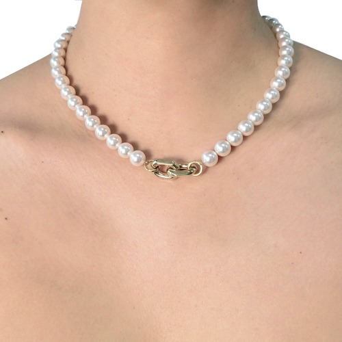 Chain Mix Pearl Necklace[White]/체인 믹스 진주 목걸이[화이트]
