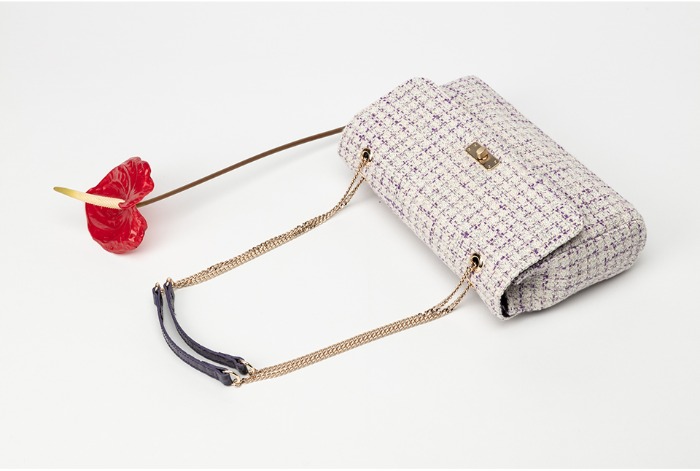 Ladylike chain handle bag [tweed_purple]