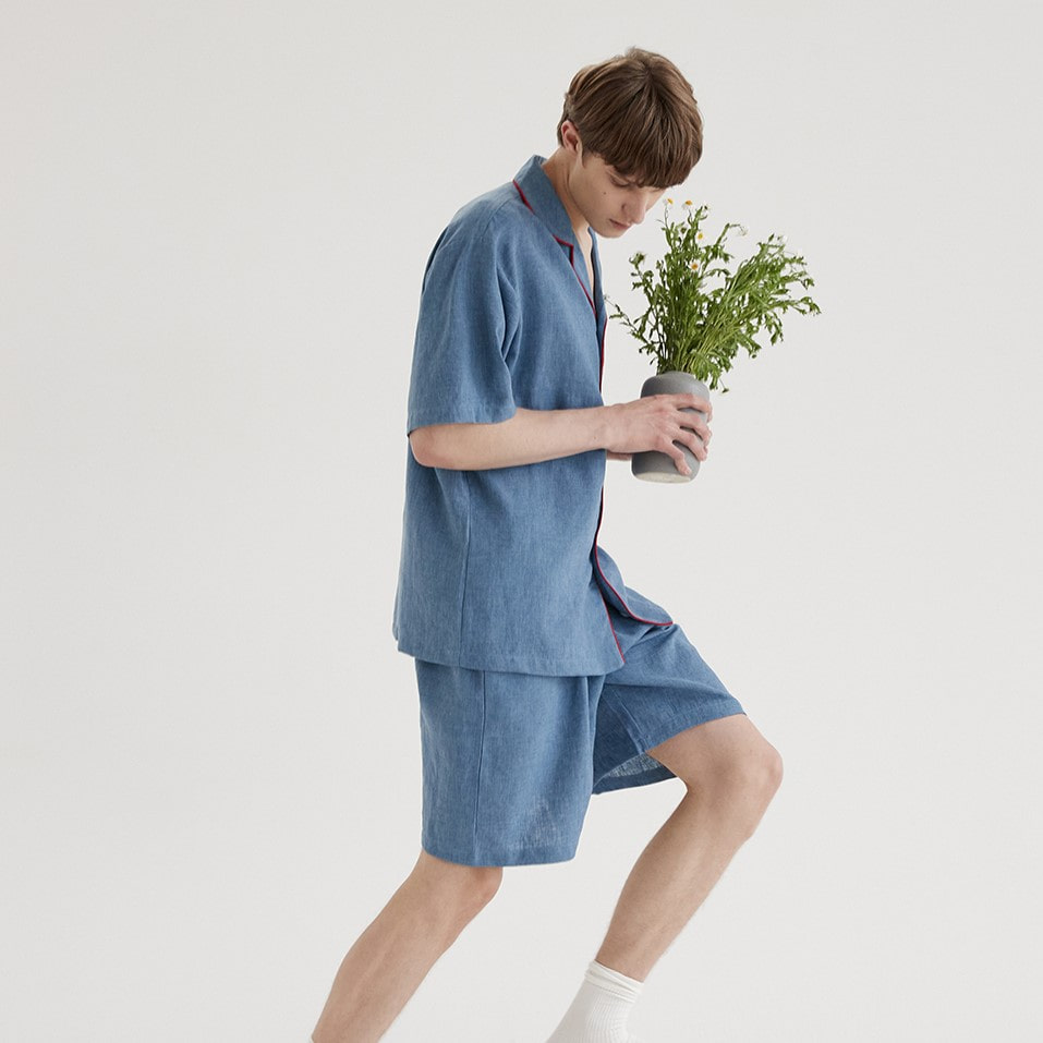 (m) French Blue Short Pajama Set
