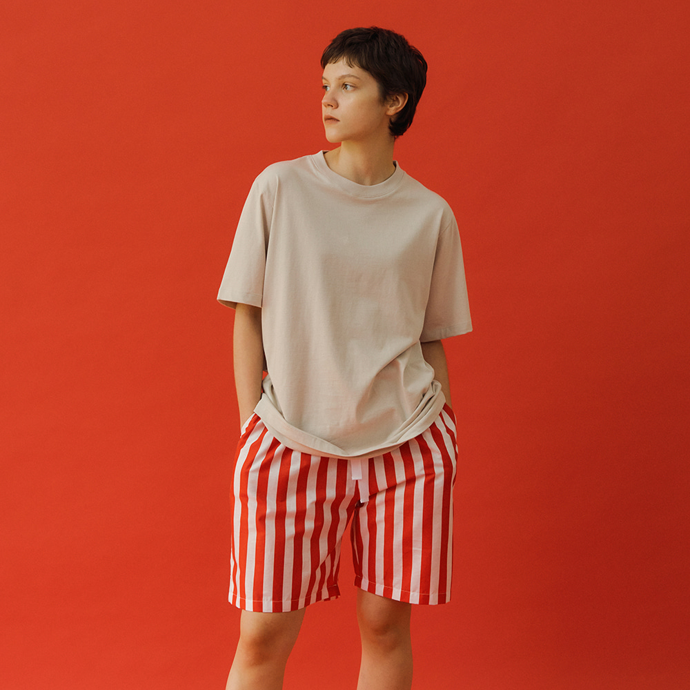 (w) Red Resort Stripe Shorts