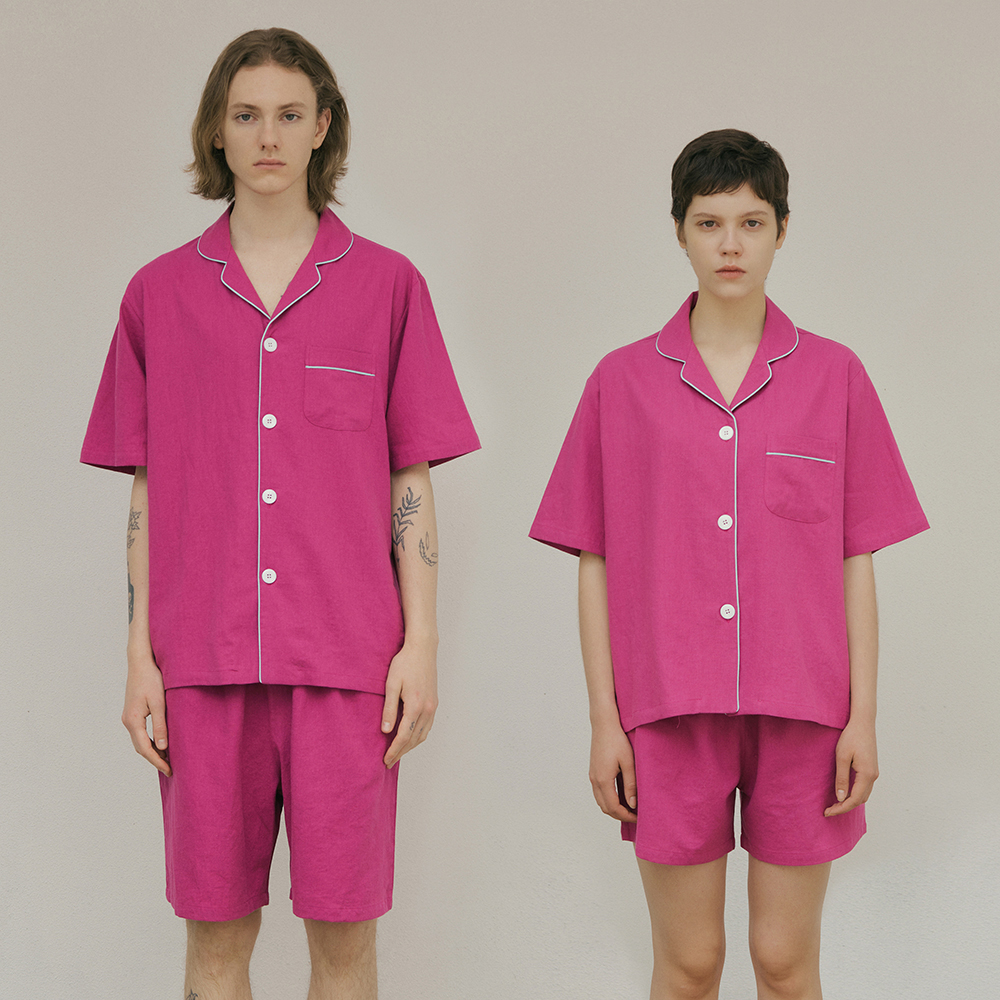 [린넨] (couple) Grape Linen Short Pajama Set