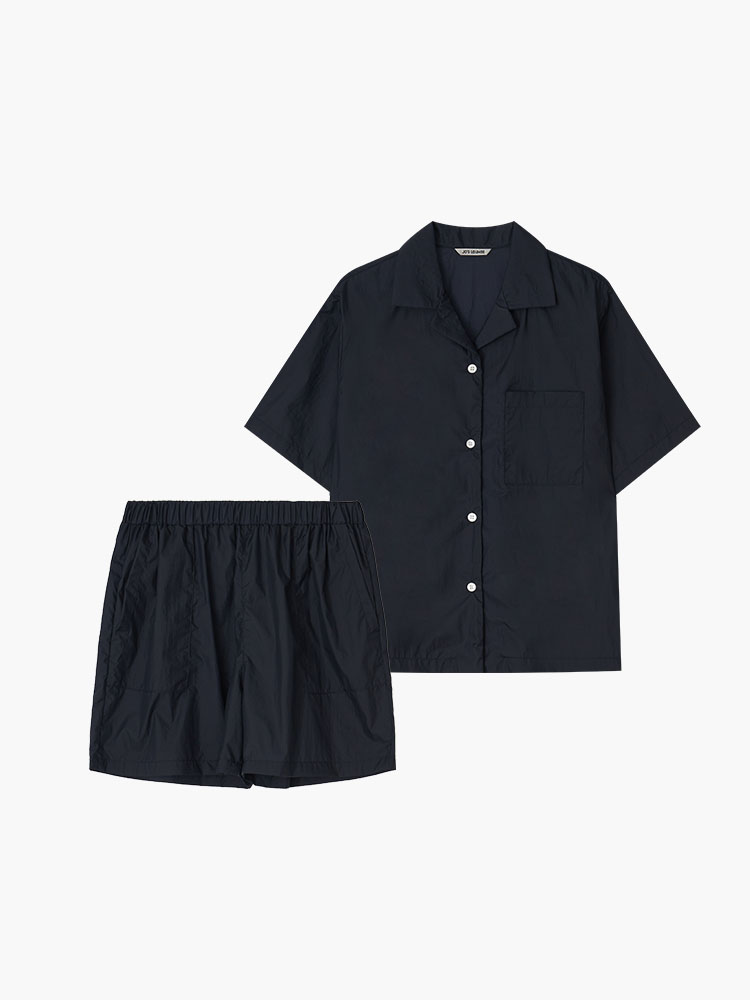 ◆JO'S LOUNGE◆ w Travel Short Pajama Set Navy JC02S160 w) Travel Short Pajama Set Navy - JO'S LOUNGE