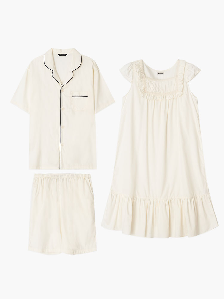 ◆JO'S LOUNGE◆ couple Classic Cotton Short Pajama Set Onep couple) Classic Cotton Short Pajama Set + One-piece 001
