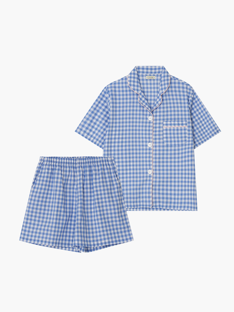 ◆JO'S LOUNGE◆ w Seoul Short Pajama Set JC02S113 couple) Classic Cotton Short Pajama Set + One-piece 002