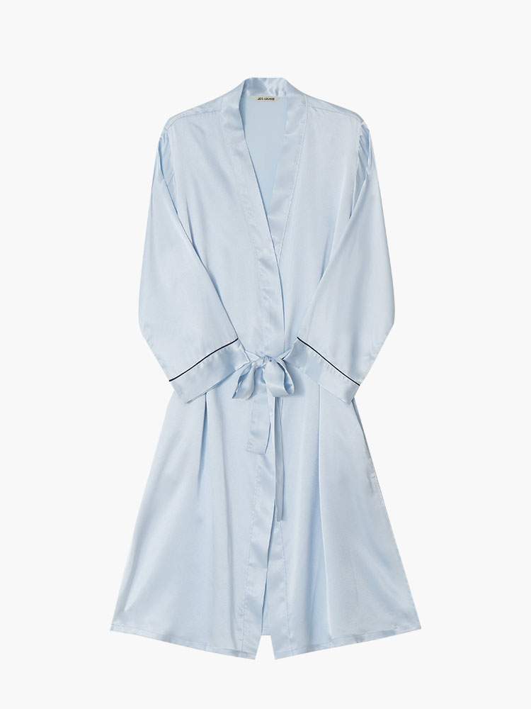 Light blue silk robe hot sale