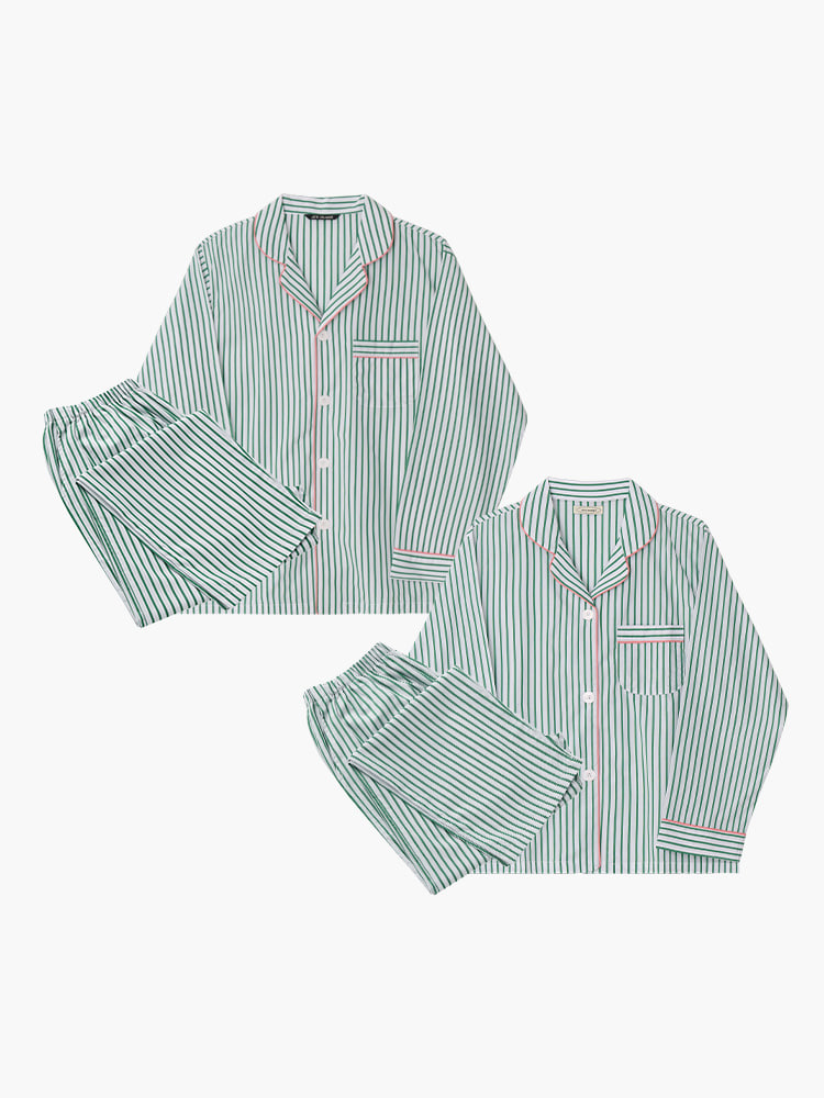 ◆JO'S LOUNGE◆ couple Green Tea Short Pajama Set Greenteasc couple) Green Tea Pajama Set - JO'S LOUNGE