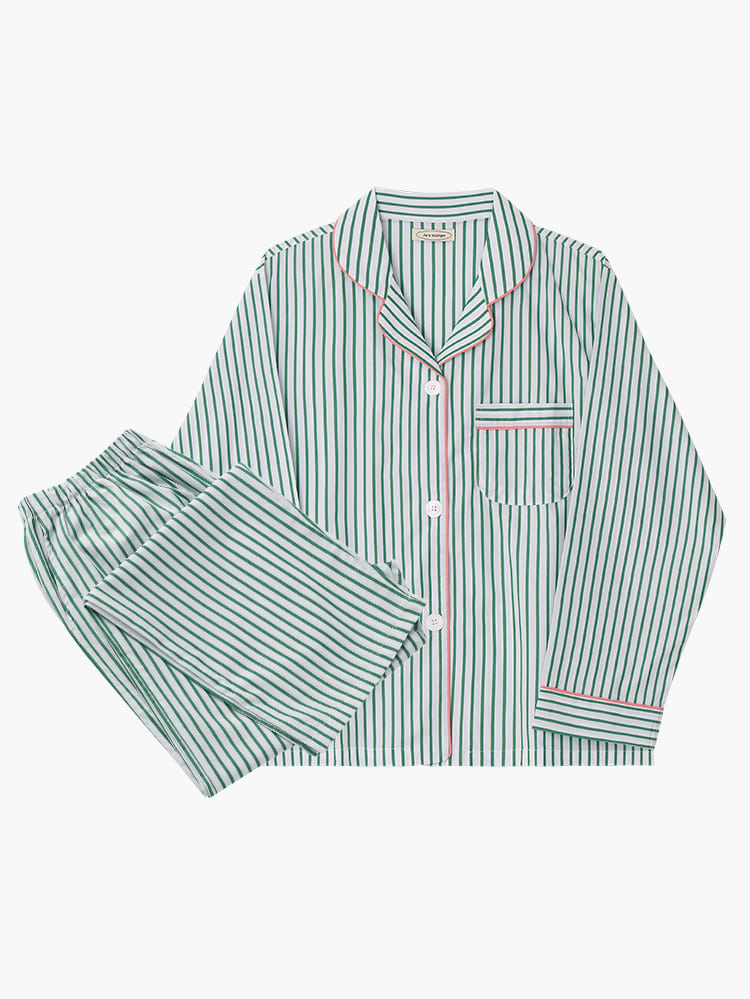 ◆JO'S LOUNGE◆ w Green Tea Pajama Set Greenteaw w) Green Tea Pajama Set - JO'S LOUNGE