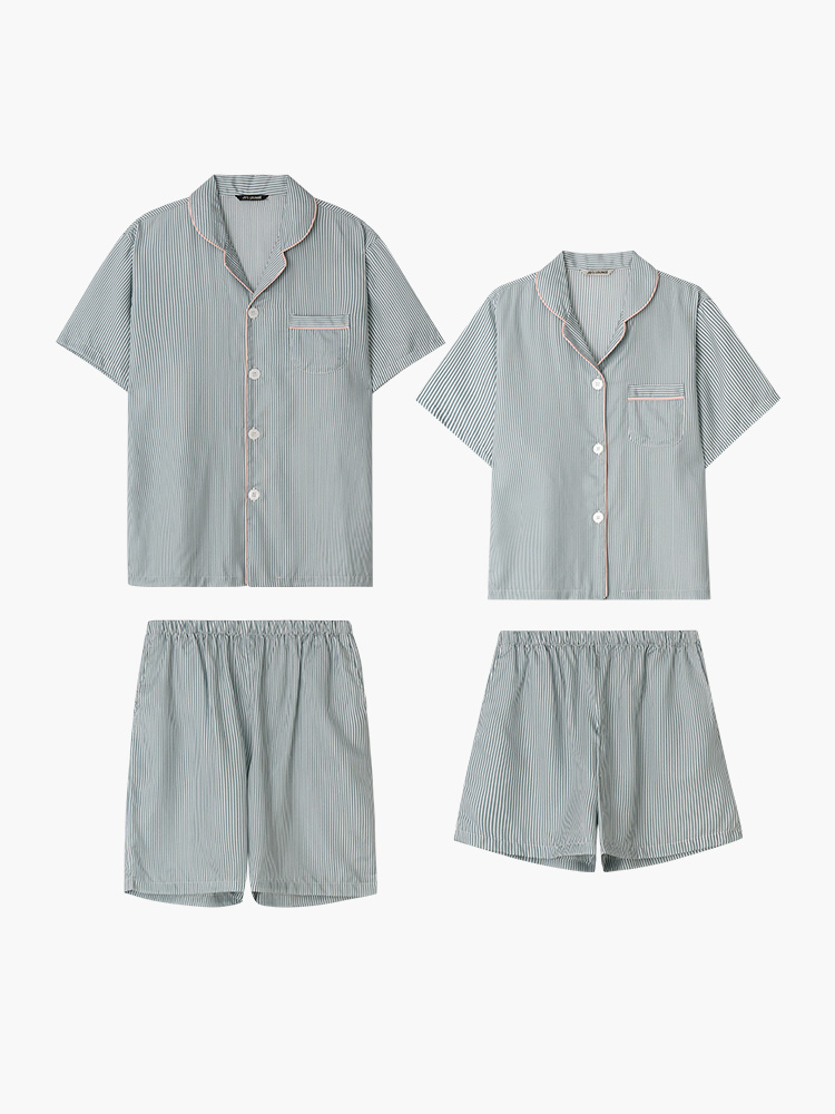 ◆JO'S LOUNGE◆ w Classic Cotton Short Sleeve Onepiece 004 J couple) Classic Cotton Short Pajama Set + One-piece 004