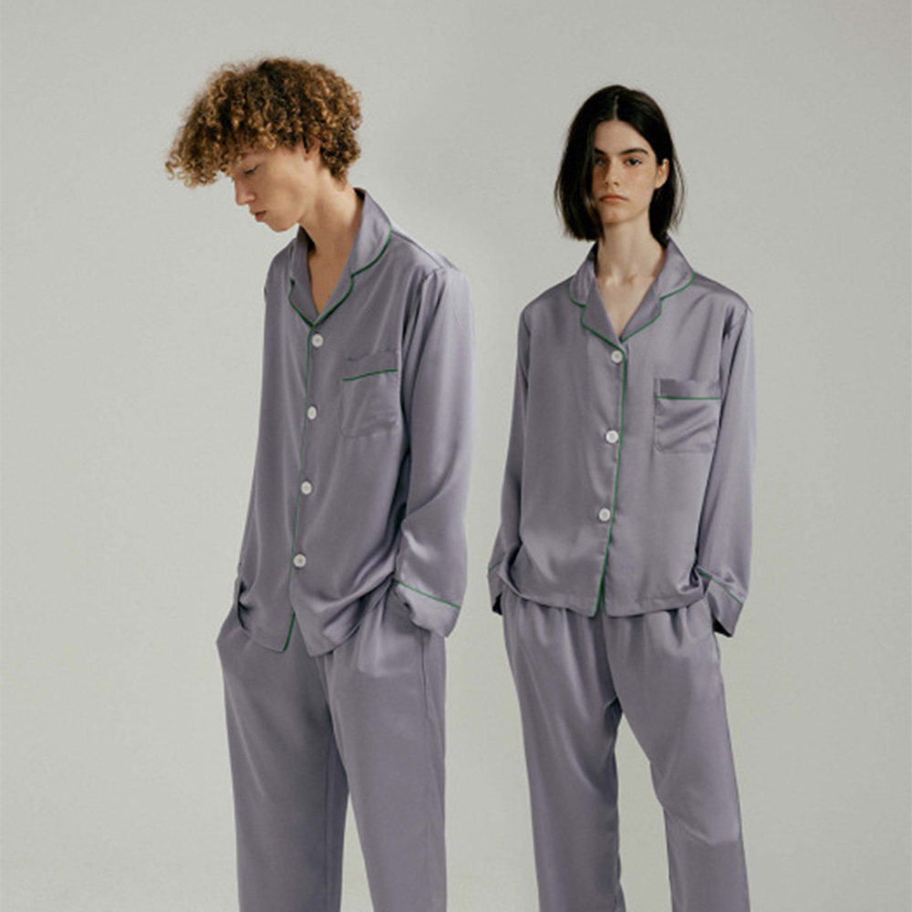 (couple) Eco Silk Grey Pajama Set