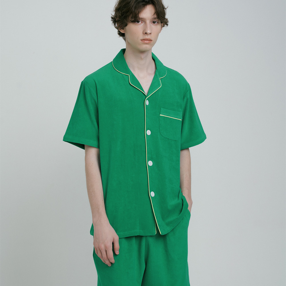 (m) Green Towel Short Pajama Set