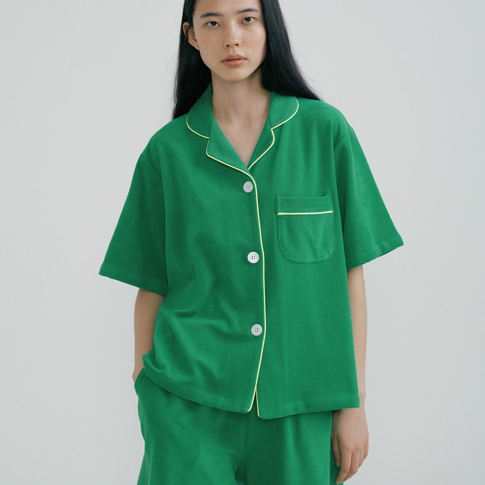 (w) Green Towel Short Pajama Set