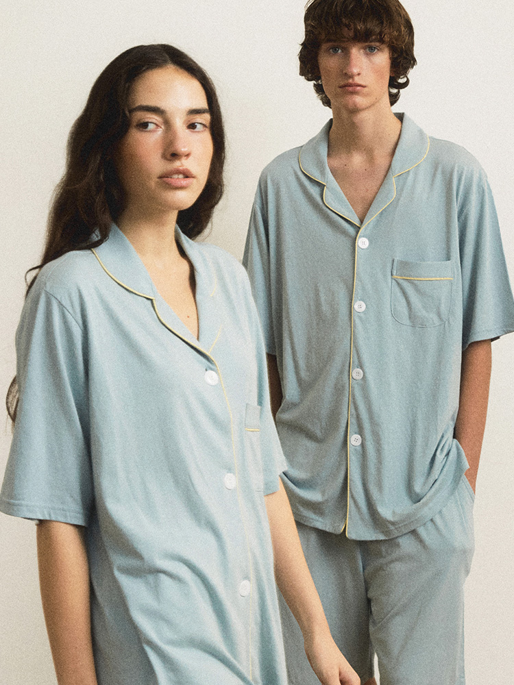 [MODAL] (couple) Essential Mint Grey Short Pajama Set
