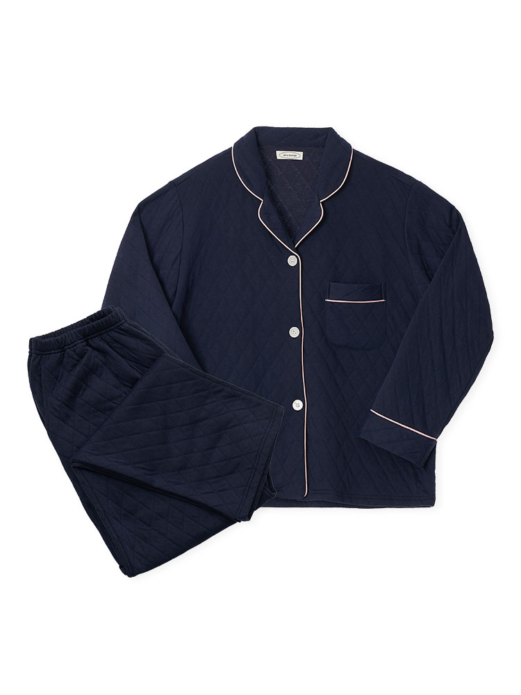 (w) Quilted Navy Pajama Set