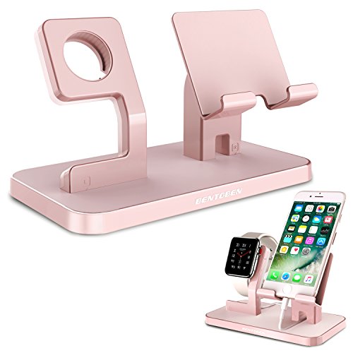 Apple Watch Stand  iPhone Stand  BENTOBEN Iwatch Charging Stand Dock Station Cradle - Rose Gold