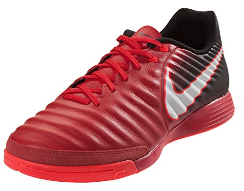 NIKE Mens Tiempo Ligera IV Leather IC Indoor Soccer Shoe (Sz. 8) Red  Black