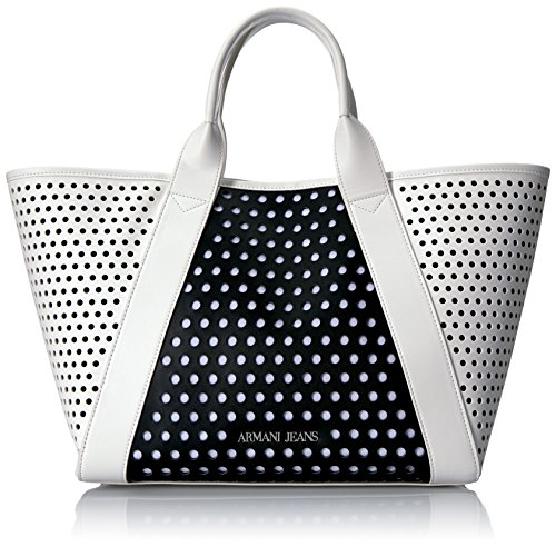 Armani Jeans Perforated Tote  White/Black