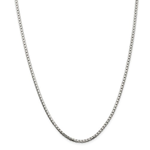 Solid 925 Sterling Silver 2.5mm Diamond-Cut Box Chain Necklace 18&amp;quot; - with Secure Lobster Lock C