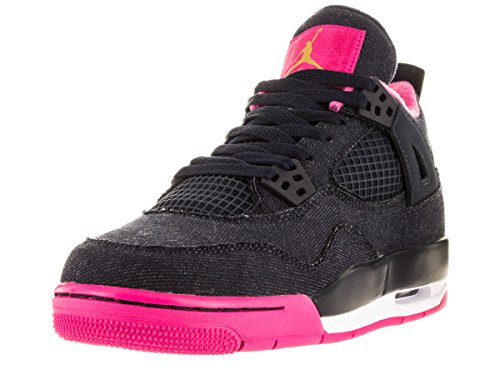 Nike Jordan Kids Air Jordan 4 Retro Gg Drk Obsdn/Mtllc Gld/Vvd Pnk/Wh Basketball Shoe 4 Kids US