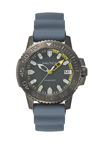 Nautica Mens KEYWEST Quartz Stainless Steel and Silicone Casual Watch  Color:Grey (Model: NAPKYW004)