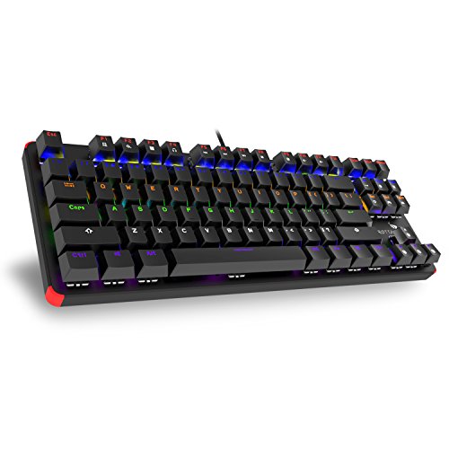 Mechanical Keyboard Rottay LED Backlit Mechanical Gaming Keyboard with Blue Switches 87 Keys N-key R