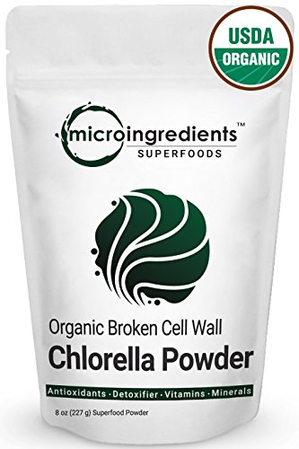 Micro Ingredients Pure Organic Chlorella Powder  8 Ounce  Best Vegan Superfoods for Rich Vitamins &amp;