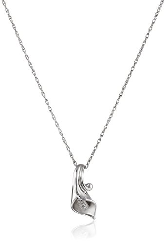 Sterling Silver and Diamond Calla Lily Pendant Necklace (0.02 cttw  I-J Color  I2-I3 Clarity)