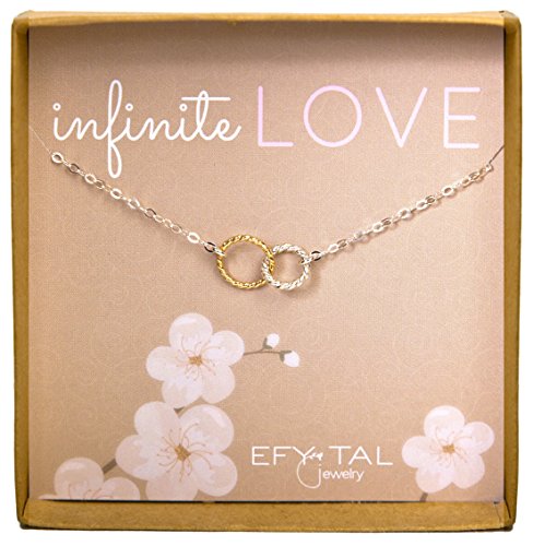 Infinity Necklace  Two Tone Interlocking Circles in Sterling Silver and Gold Filled  Infinite Love