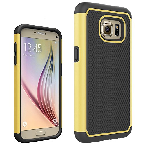 MARS MEN Hybrid Dual Layer Armor Defender Protective Case Cover for Samsung Galaxy S7(Yellow)