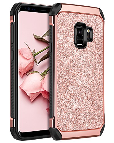 BENTOBEN Galaxy S9 Case  Samsung S9 Case 2 in 1 Glitter Bling Hard PC Cover Coat Sparkly Shiny Leath