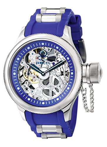 Invicta Mens 1089 Russian Diver Skeleton Watch With Blue Polyurethane Band