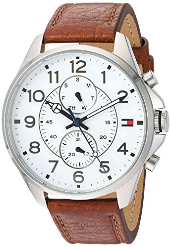 Tommy Hilfiger Mens Quartz Stainless Steel and Leather Watch  Color:Brown (Model: 1791274)
