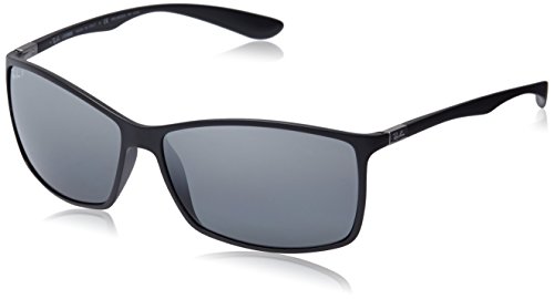 Ray-Ban RB4179 601S82 Polarized Rectangular Sunglasses  Matte Black/Polar Grey Mirror Silver Gradien