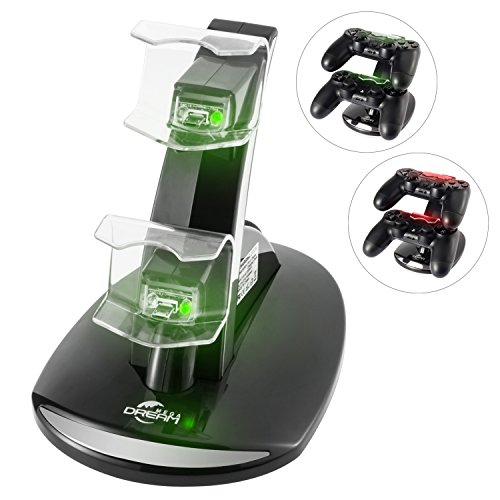 Megadream DualShock 4 Dual USB Charging Charger Docking Station Stand for Sony Playstation 4 PS4/PS4