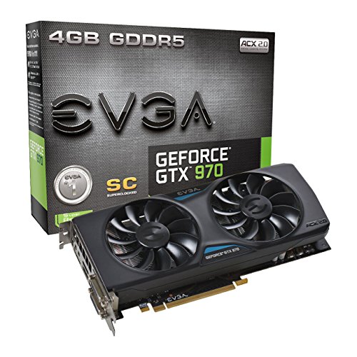 EVGA GeForce GTX 970 4GB SC GAMING ACX 2.0  26% Cooler and 36% Quieter Cooling Graphics Card 04G-P4-