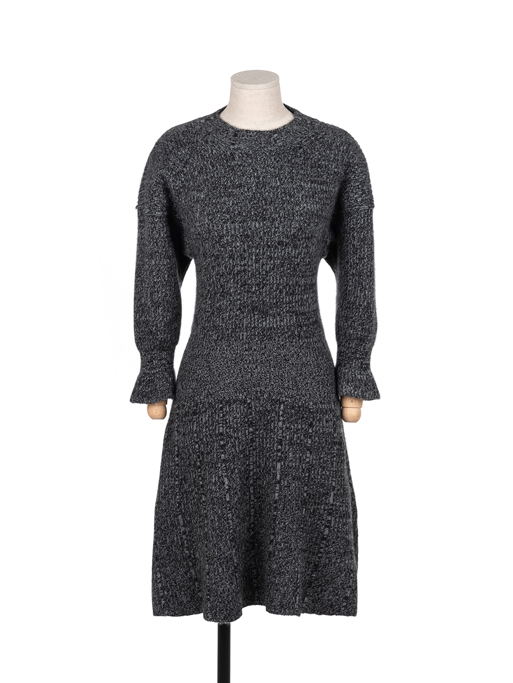 [SALE] Puffed Sleeve Cashmere Flare Dress