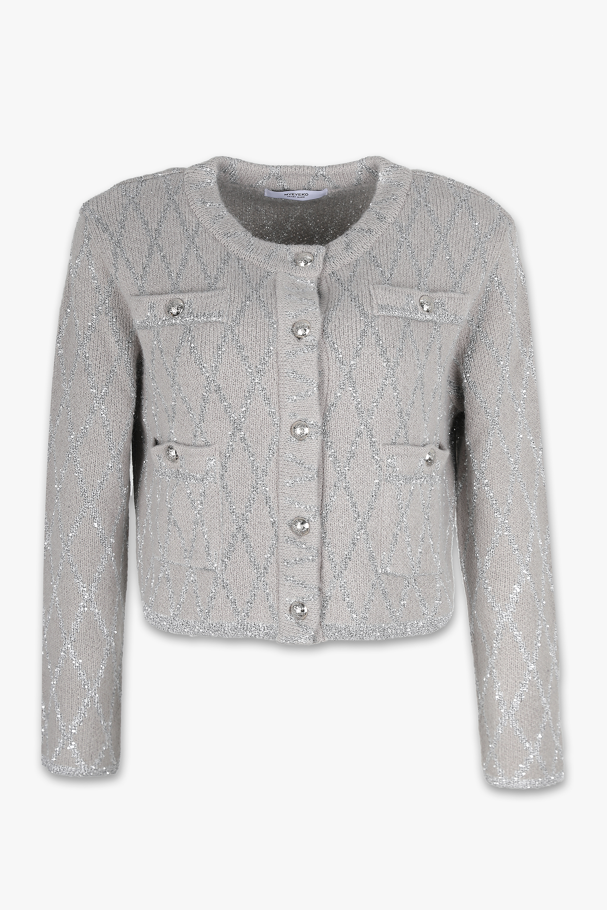 HIGH QUALITY LINE - SEQUIN DIA KNIT JACKET (GRAY)
