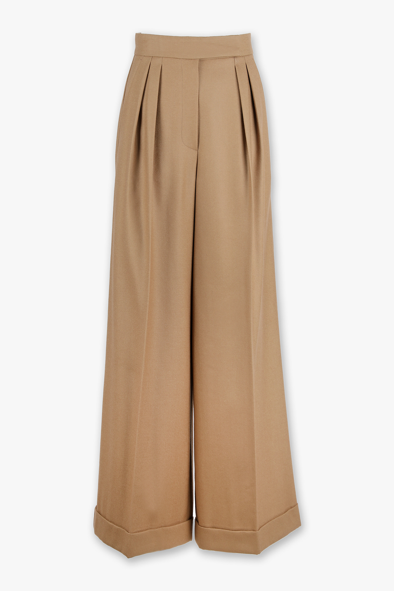 HIGH QUALITY LINE - HIGH END WOOL Wide-leg TROUSERS (CAMEL BEIGE)