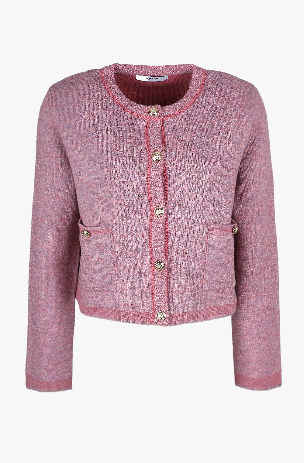 HIGH QUALITY LINE - Sequin Embellished Knit Jacket (PLUM PINK)